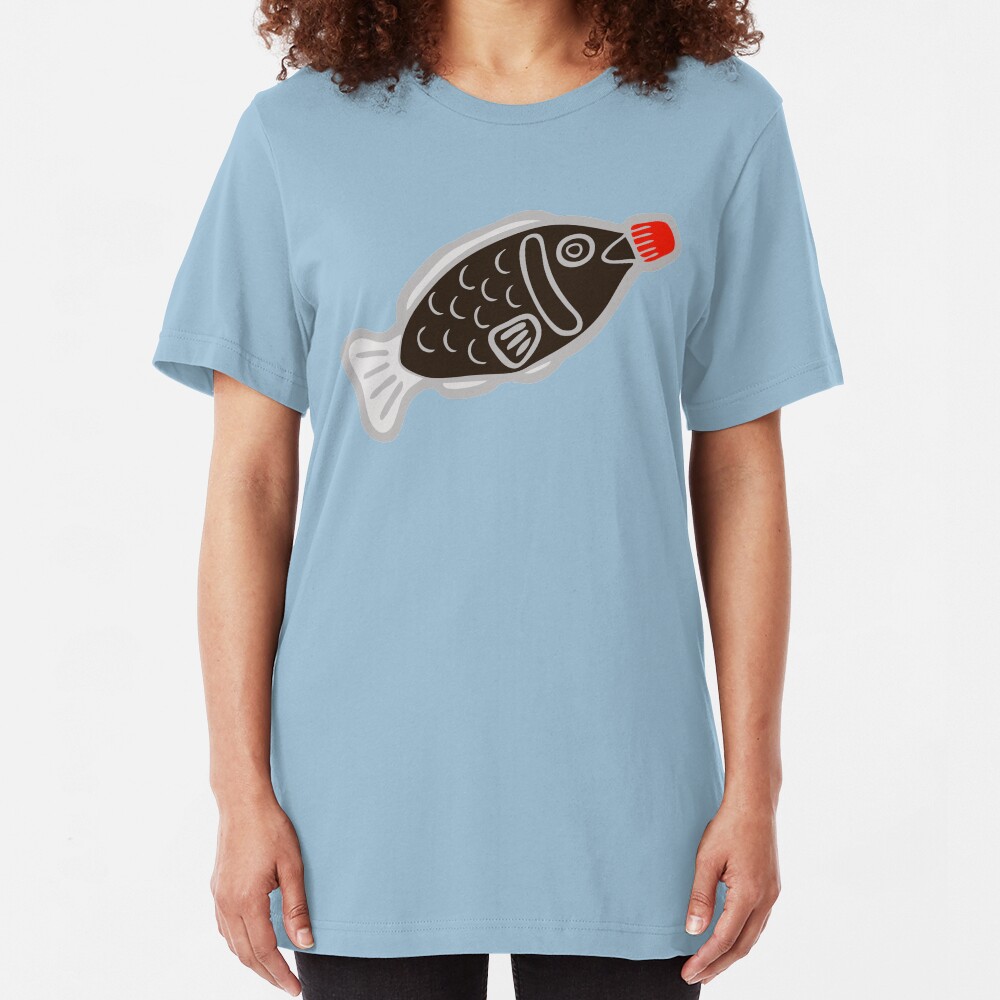 Sushi Soy Fish Pattern in Blue Slim Fit T-Shirt