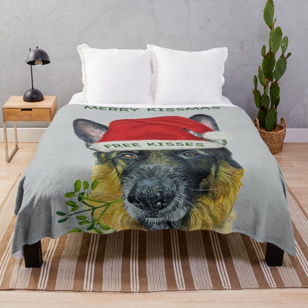 Item preview, Merry Kismass German Shepherd free kisses fun Christmas design with mistletoe designed and sold by IslesArt.