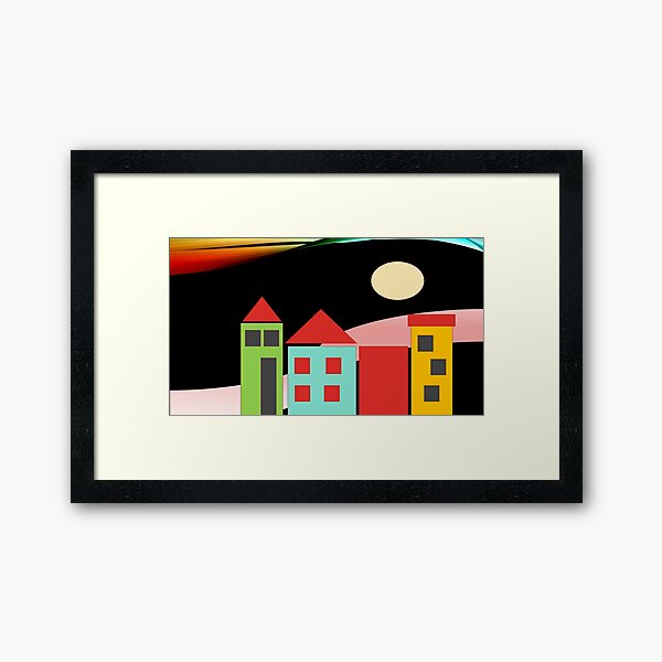 Black Red Blue Yellow Orange Pink Blue Green Teal Home Sweet Home Framed Art Print