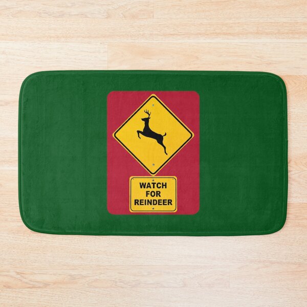 Item preview, Merry Christmas Watch for Reindeer, Leaping Stag Real Street sign Red and Green designed and sold by SignsAreReal.