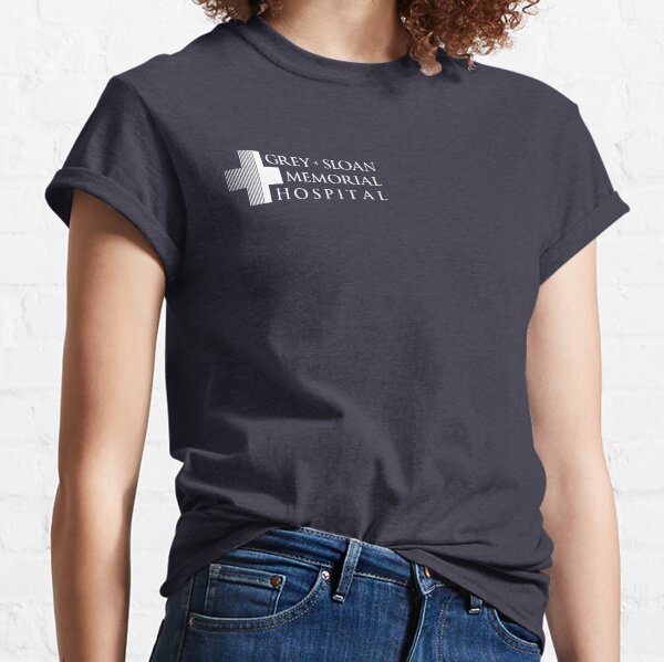 Grey + Sloan Memorial Hospital Logo | Off Centre | White Print Classic T-Shirt