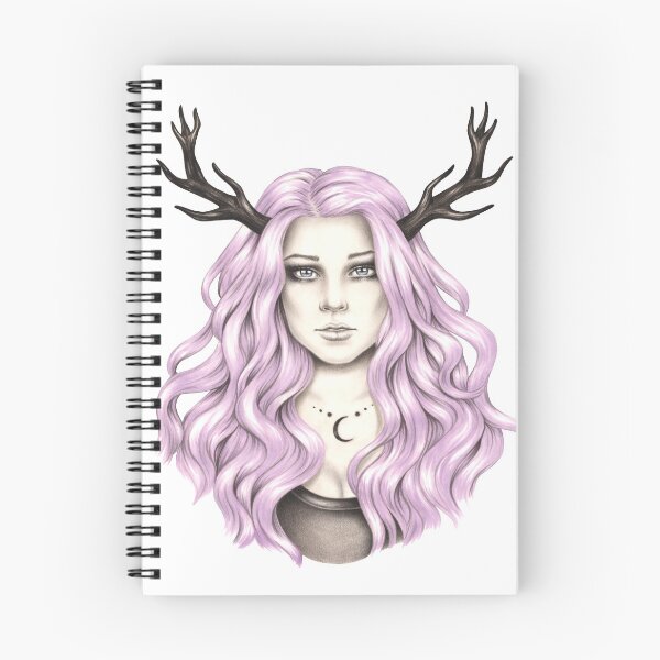 Artikelvorschau, Candy Moon Pink Hair Girl Schwarzes Geweih Hirsch entworfen und verkauft von ZindyZone.