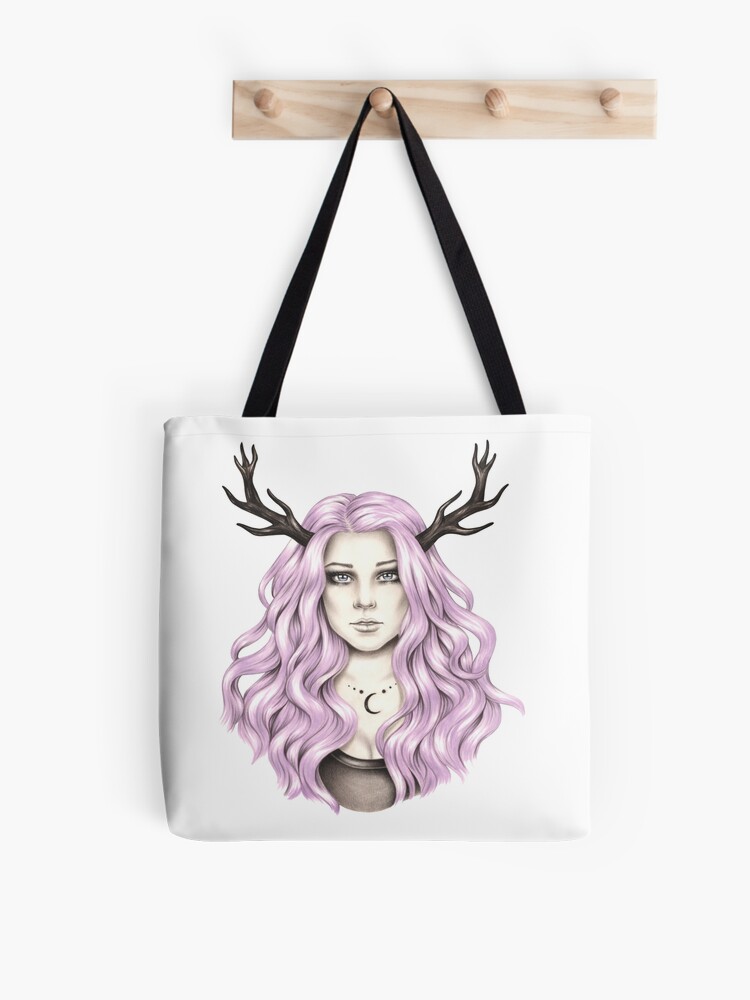 Candy Moon Pink Hair Girl Black Antlers Deer