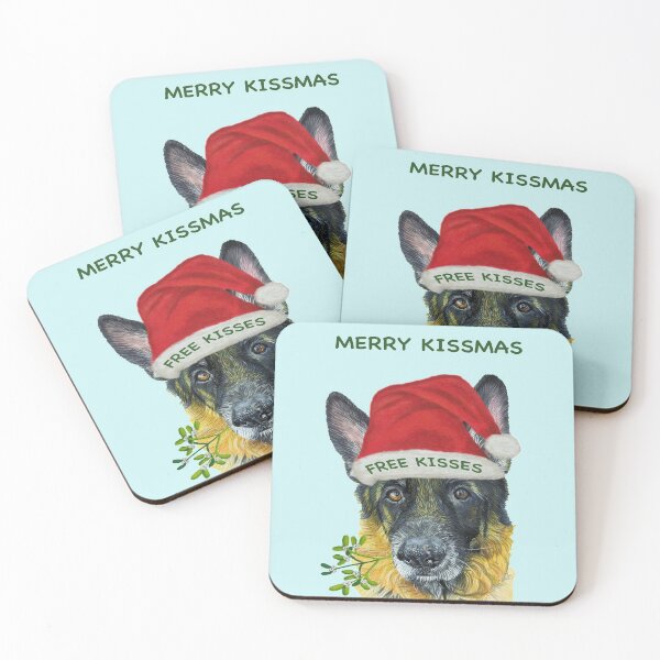 Item preview, Merry Kismass German Shepherd free kisses fun Christmas design with mistletoe designed and sold by IslesArt.