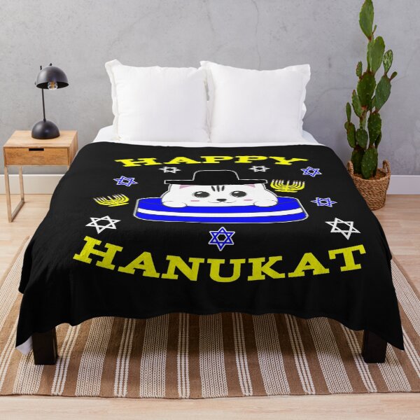 Item preview, Happy Hanukat Kitten In Bowl Wearing Jewish Hat designed and sold by SharpThreadZ.