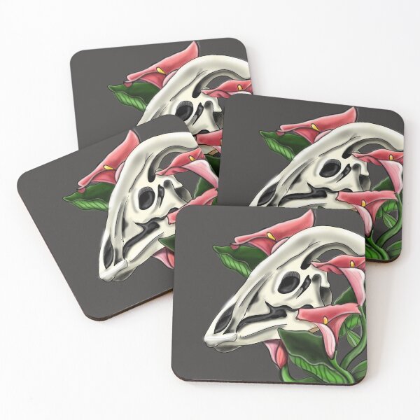 Item preview, Parasaurolophus Skull with Lilies designed and sold by TheArtsyHippo.