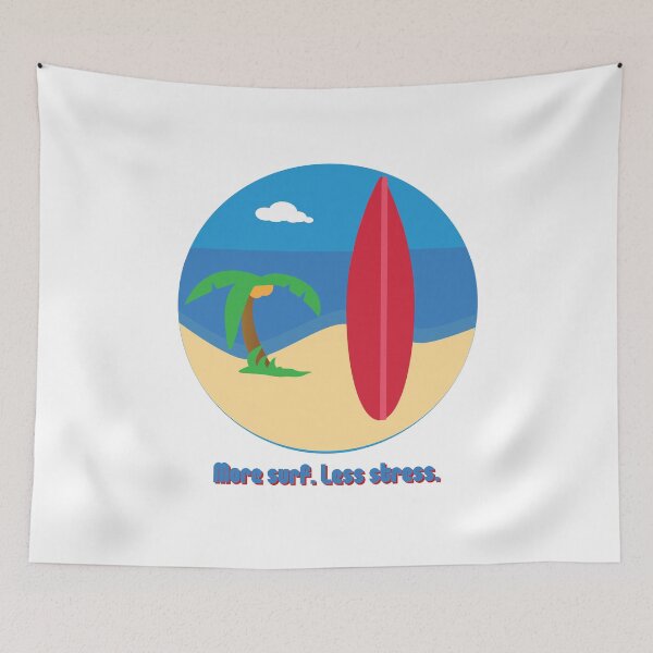 Item preview, More surf less stress - Surfing summer perfect vintage design waves surfer body boarding boogie groms grommet amazing adventure tides turf designed and sold by CJCTEES.