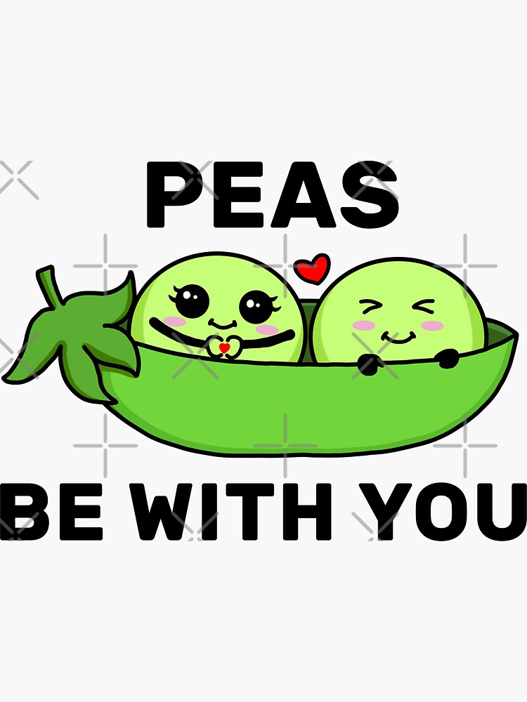 "Cute Peas In A Pod Peas Pun Peas Be With You" Sticker for Sale by