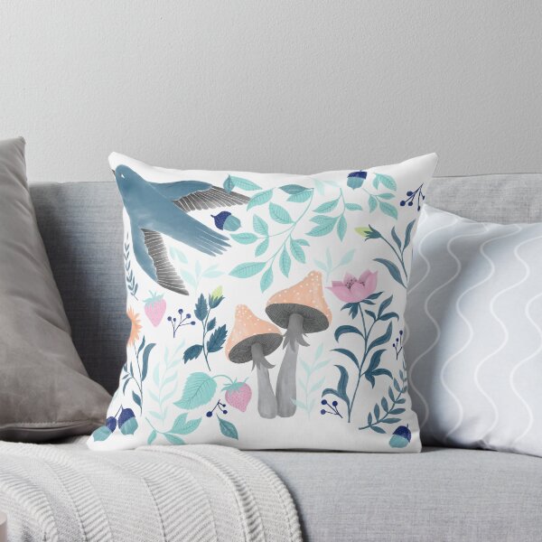 Item preview, blue bird with plants illustration designed and sold by PinkNounou.