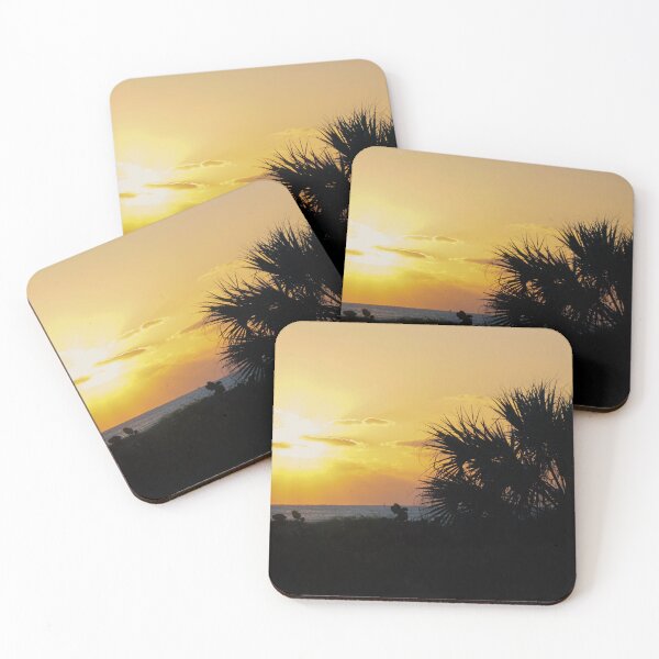 Item preview, Golden Sunrise Near the Ocean with Palm Trees designed and sold by Zurickdesigns.