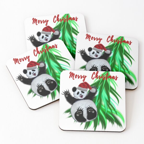 Item preview, Christmas panda wearing santa claus hat with christmas tree  designed and sold by Galina Kostyaeva.