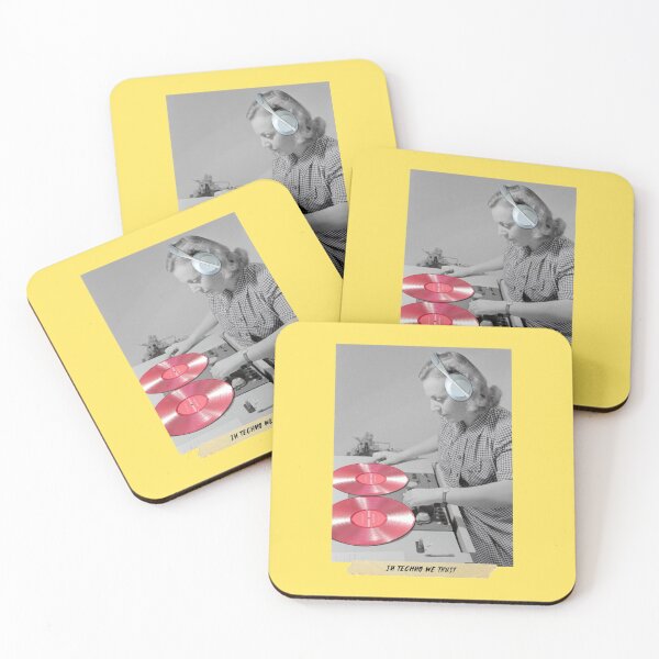 Item preview, In Techno We Trust 90s Rave Music Funny Vintage Photography Yellow designed and sold by Sunny Collections.