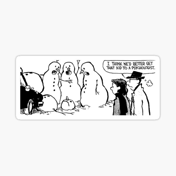 Snowman Car Accident in Xmas Sticker