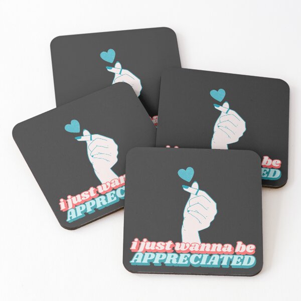 Item preview, I Just Wanna Be Appreciated Cute K-Pop Finger Heart Pastel Black designed and sold by Sunny Collections.
