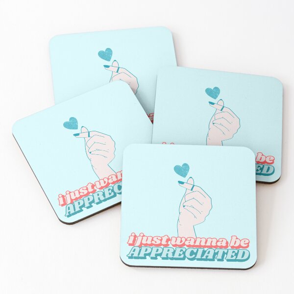 Item preview, I Just Wanna Be Appreciated Cute K-Pop Finger Heart Pastel Blue designed and sold by Sunny Collections.