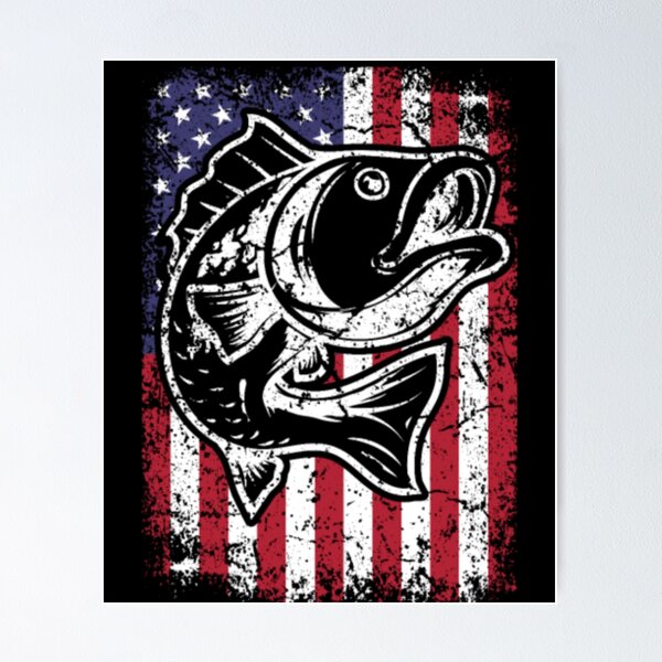American Flag Fishing Shirt Vintage Fishing Poster for Sale by FadiFrangi