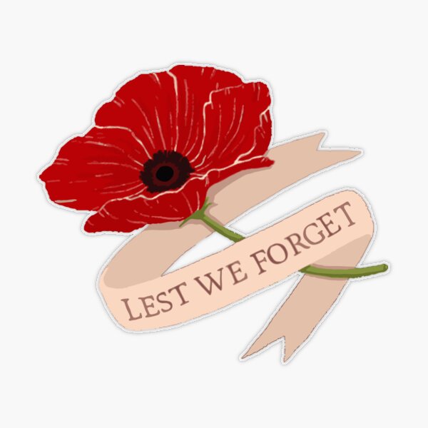 Lest We Forget Remembrance Day Sticker Poppy Flower FREE 1st -  Israel