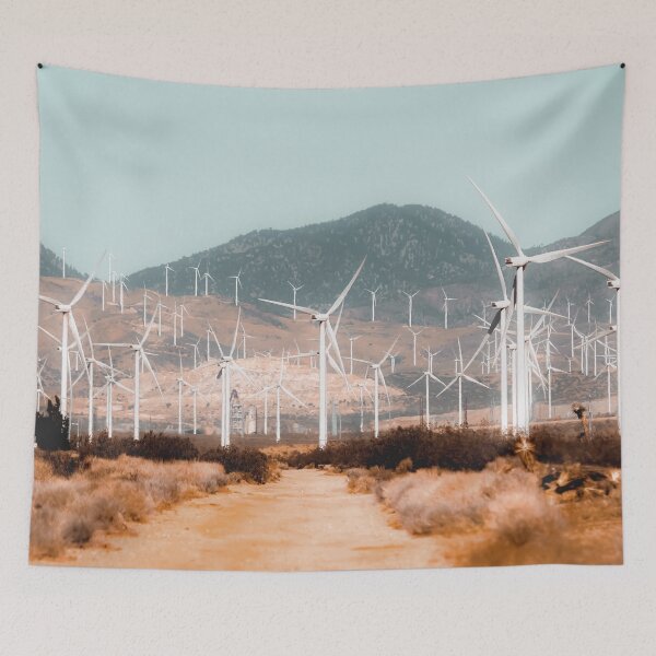 Item preview, Wind turbine in the desert with mountain background at Kern County California USA designed and sold by Mrvell.