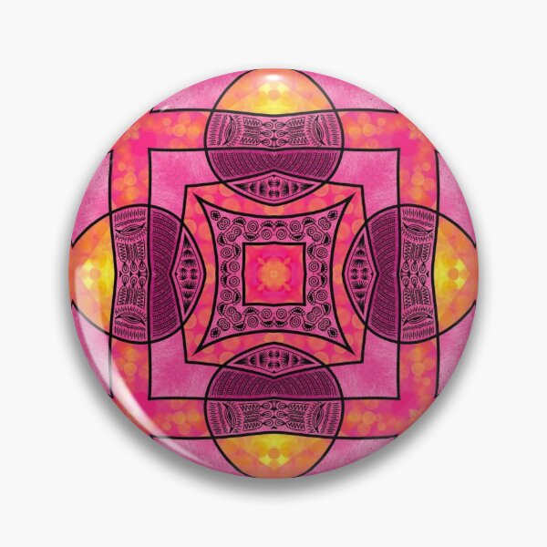 Item preview, Bright and cheerful zentangle pattern in pink and yellow - "Bright Self, No.1" designed and sold by EleventhMuse.