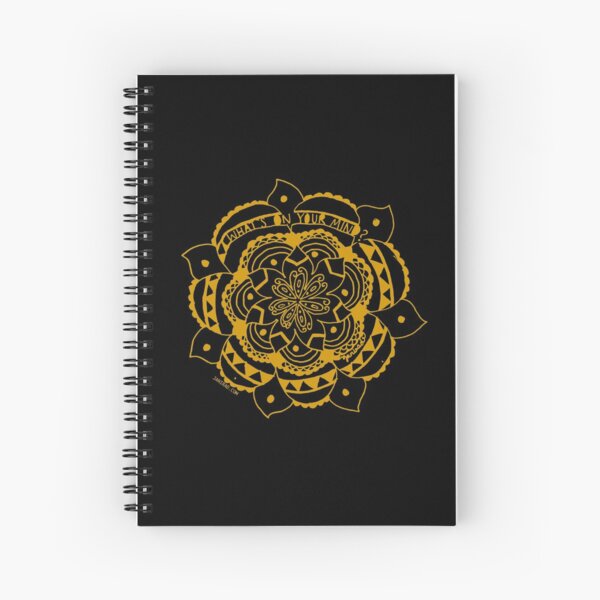 What's On Your Mind Yellow/Black Kolam Spiral Notebook