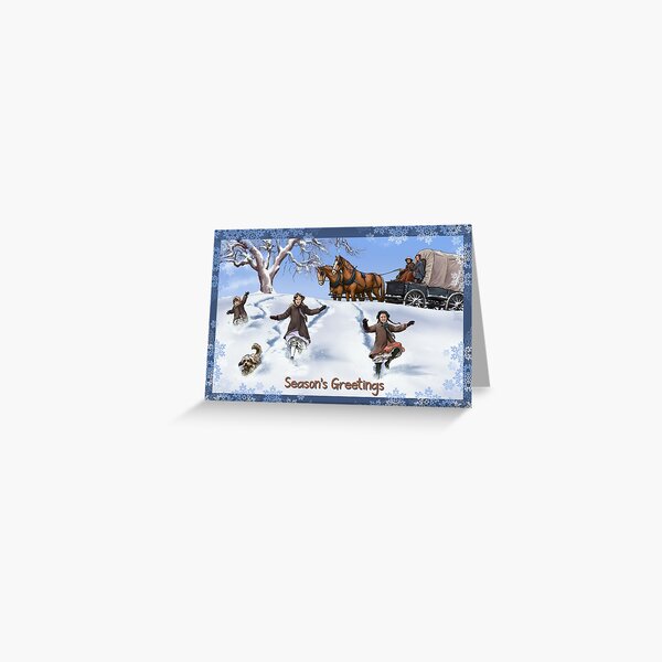 Famille Prairie dans la neige carte de voeux Anglais Carte de vœux