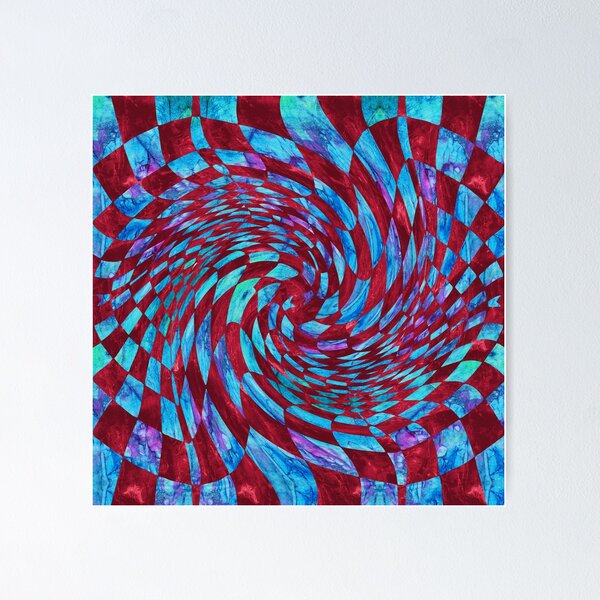 Item preview, Trippy Checkerboard Twist en rojo y azul designed and sold by MagickMama.