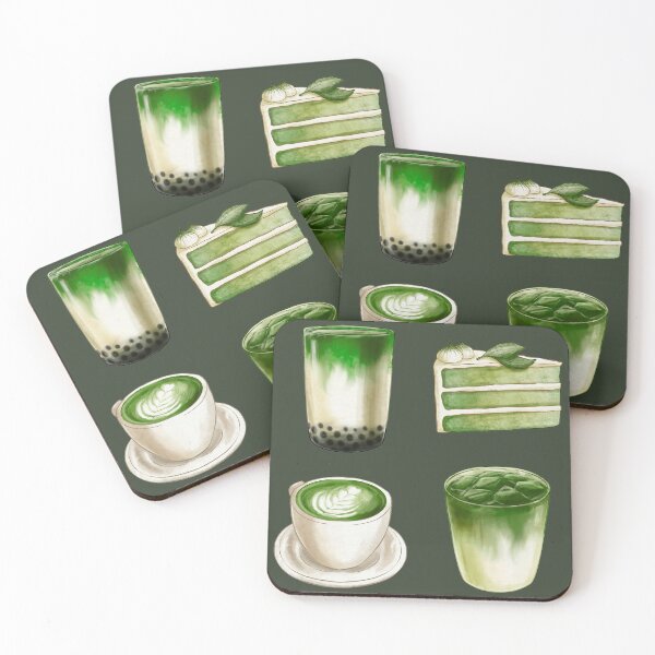 Item preview, Japanese Matcha Green Tea Food Pack - Boba Milk Tea, Cake, Hot Latte, Iced Green Milk Tea designed and sold by Alicia Chee.