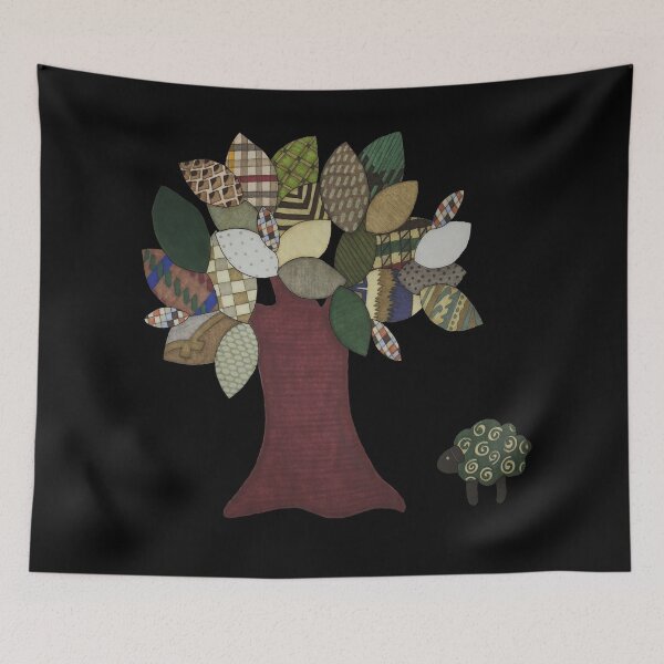 Item preview, Sheep and Tree on Black designed and sold by ErinBrieArt.