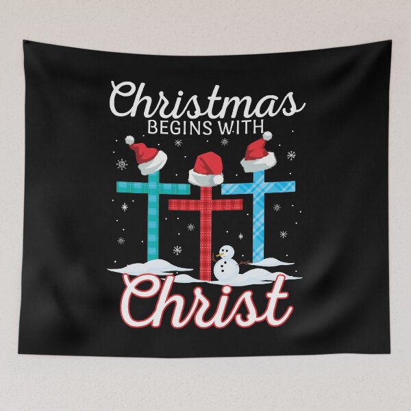 Item preview, Christmas Begins With Christ Plaid Cross Santa Hat designed and sold by tshirtexpressiv.