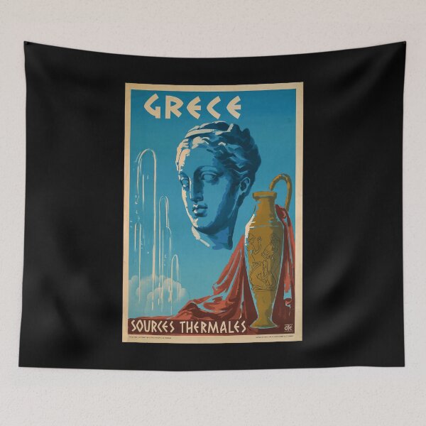 Item preview, retro classic Grece Sources Thermales poster designed and sold by CorasPosters.