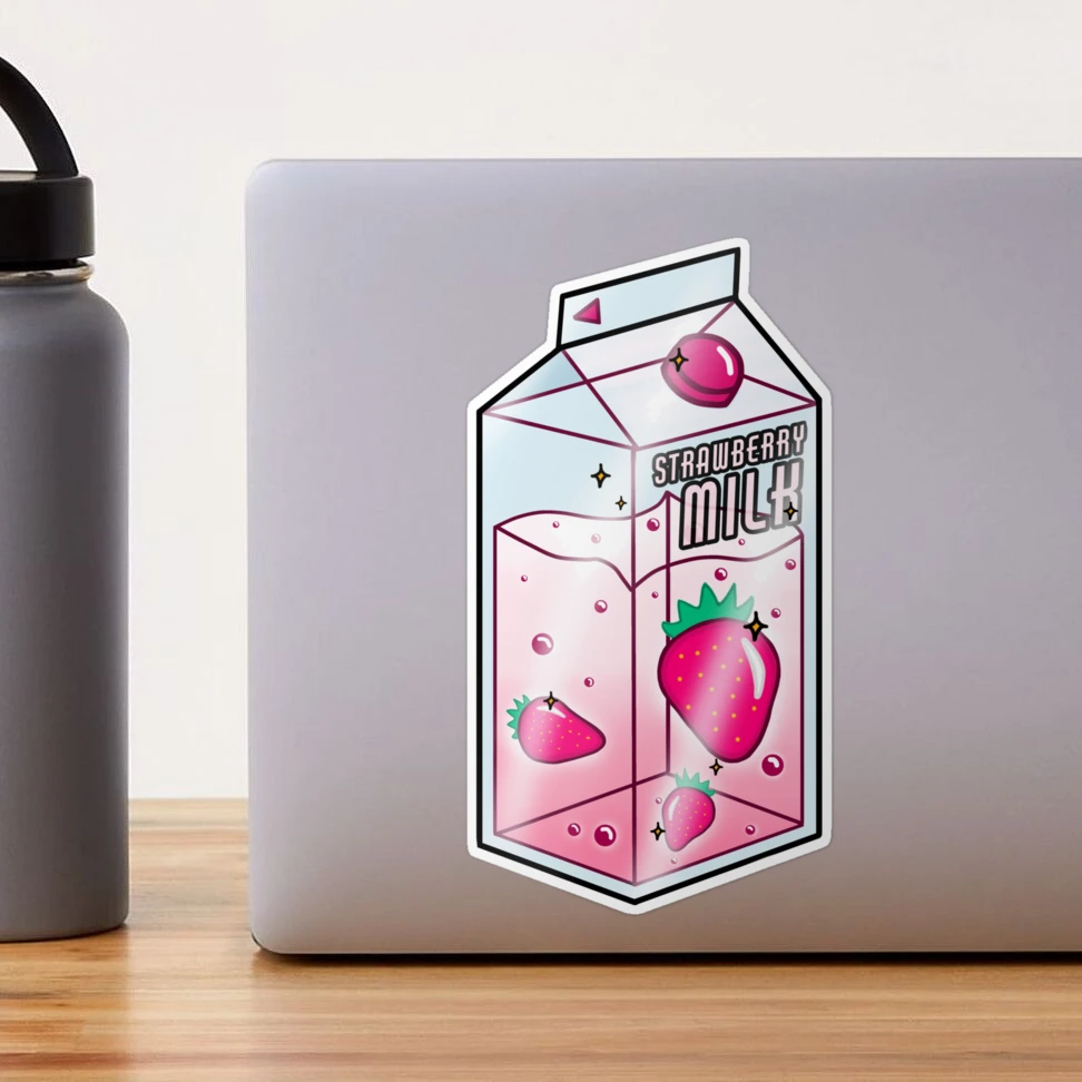 Clear Milk Carton Water Bottle Strawberry Kawaii