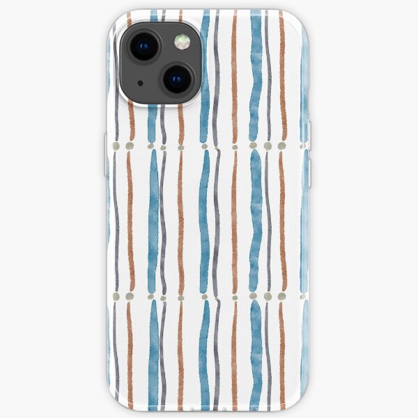 Blue Brown Gray Painted Stripes Seamless Pattern iPhone Soft Case