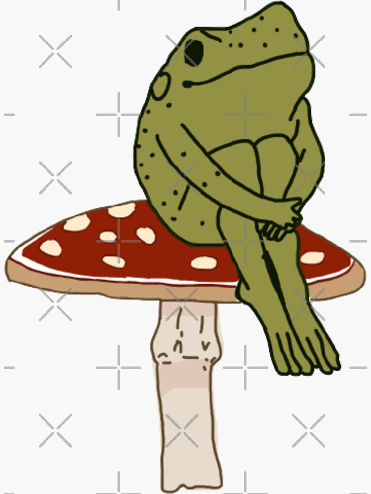 "frog on mushroom " Sticker for Sale by etherealvibes | Redbubble