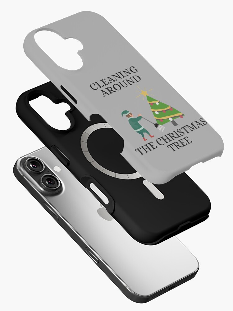 Thumbnail 2 of 4, iPhone Case, Cleaning Around The Christmas Tree Housekeeping Humor designed and sold by SavvyCleaner.