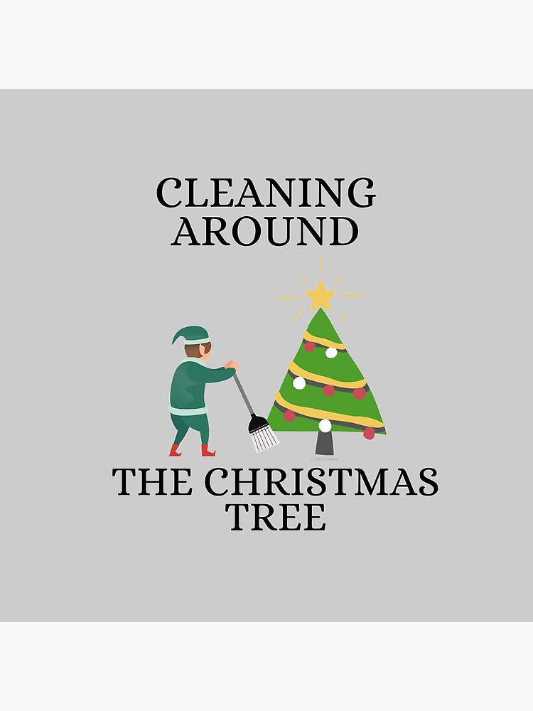Thumbnail 4 of 4, Pillow, Cleaning Around The Christmas Tree Housekeeping Humor designed and sold by SavvyCleaner.