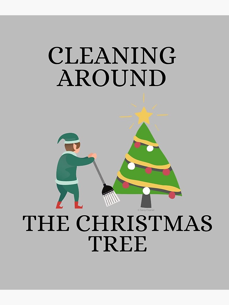 Thumbnail 2 of 2, Greeting Card, Cleaning Around The Christmas Tree Housekeeping Humor designed and sold by SavvyCleaner.