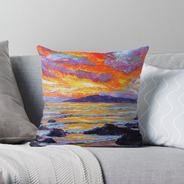 Golden Maui Sunset Throw Pillow