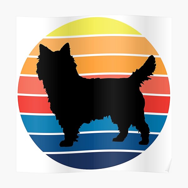CAIRN TERRIER CUTE DOG ON A PILE OF CUSHION GREAT VINTAGE STYLE DOG PRINT POSTER 