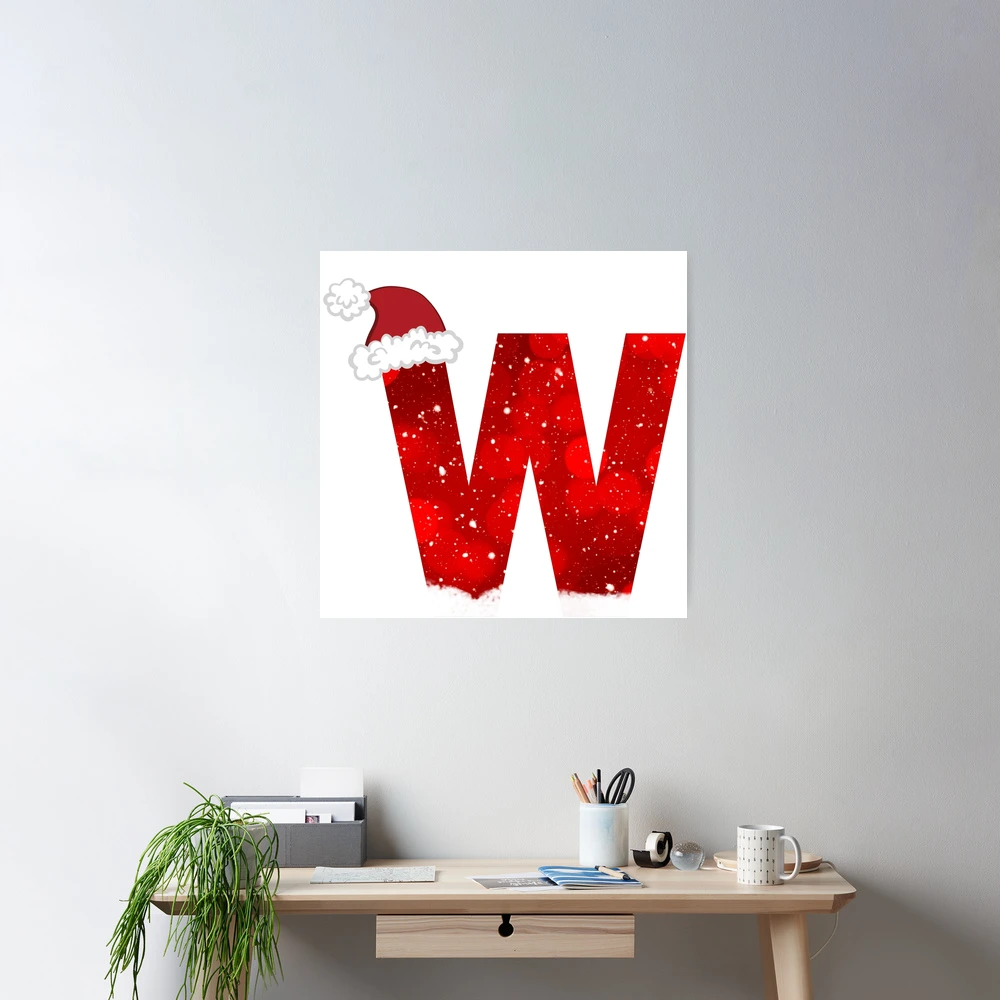Snowy Letter W with Santa Hat