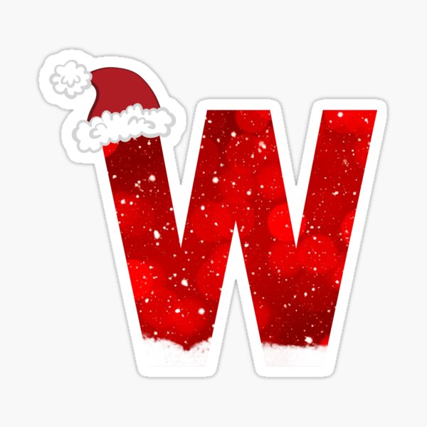 Aperçu de l'œuvre Snowy Lettre W avec Bonnet de Noel créée et vendue par LiveAndGlow.