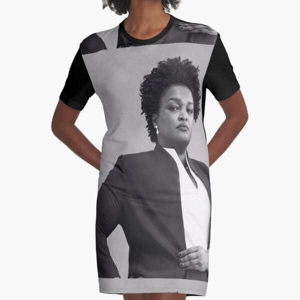 stacey abrams Black & White Photo Graphic T-Shirt Dress