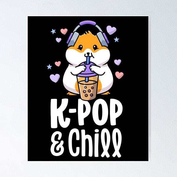 Item preview, KPop And Chill T-Shirt Kawaii K-Pop Boba Bubble Tea Hamster designed and sold by 14thFloor.