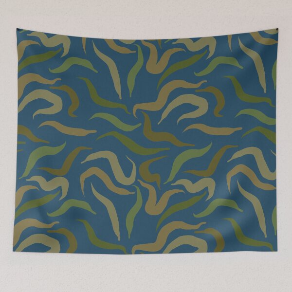 Item preview, Green Worms Teal Background designed and sold by Miranda Benson.