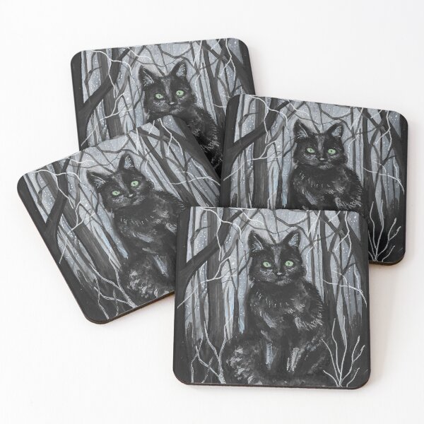 Item preview, Black cat - black and white painting designed and sold by DelilahArts.