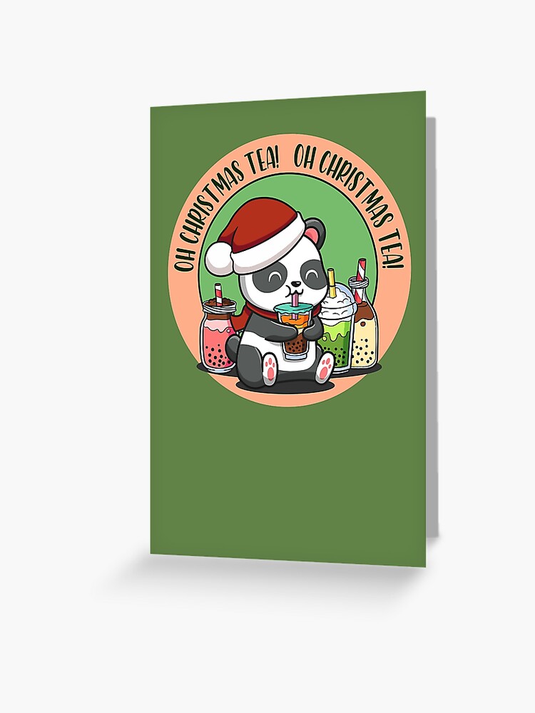 oh christmas tea panda santa hat Greeting Card for Sale by TheSimpleMan