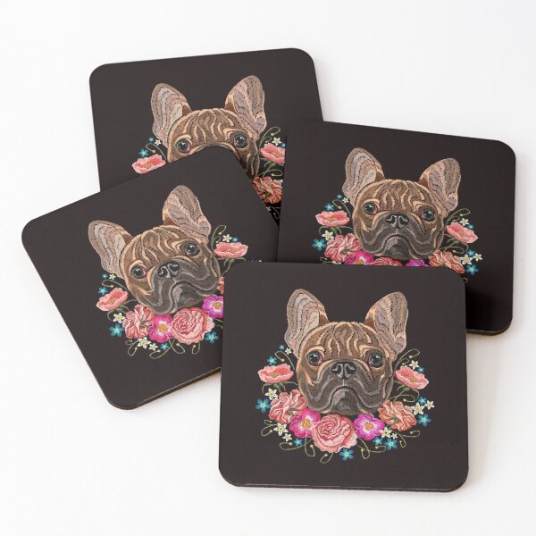 Item preview, Embroidery head bulldog and rose designed and sold by matrioshka.