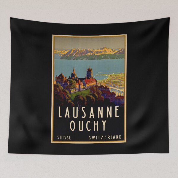 Item preview, retro classic Lausanne Ouchy poster designed and sold by CorasPosters.