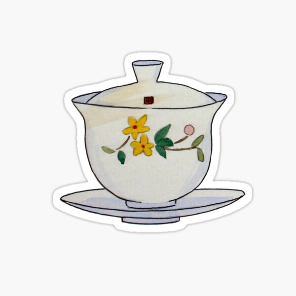 Floral gaiwan sticker Sticker