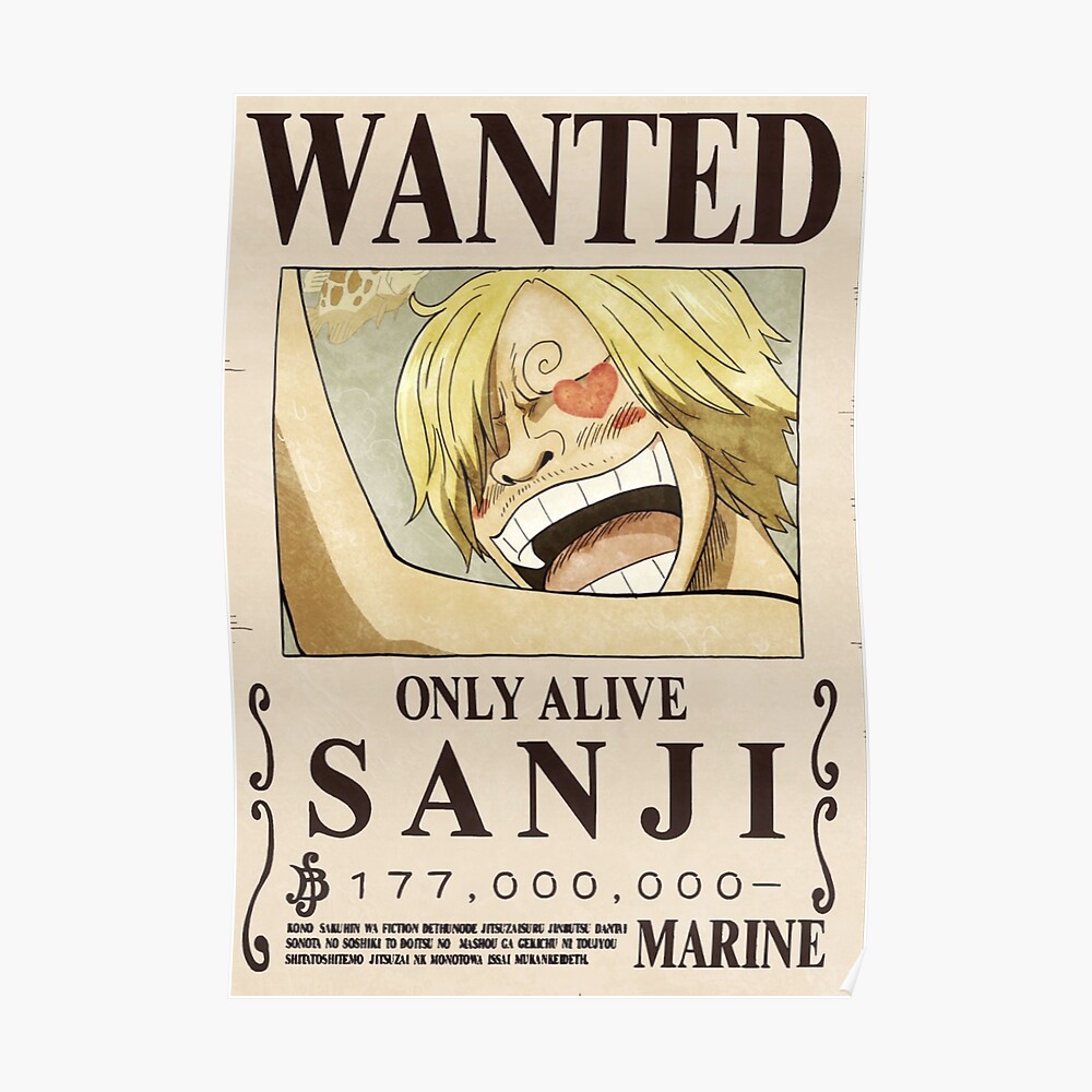 One Piece Sanji 2nd Wanted Poster Sticker By Mrbeast0 Redbubble