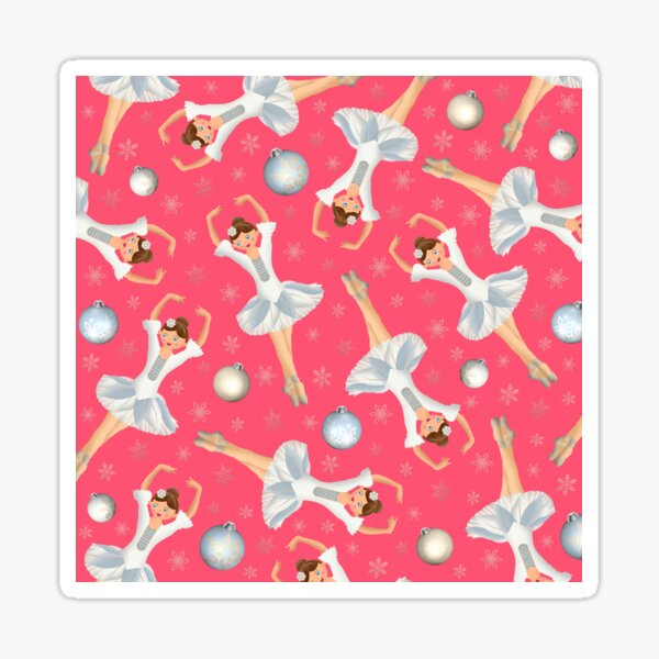 The Nutcracker Christmas Special - Ballerina with Christmas Ornaments and snowflakes Pattern Sticker